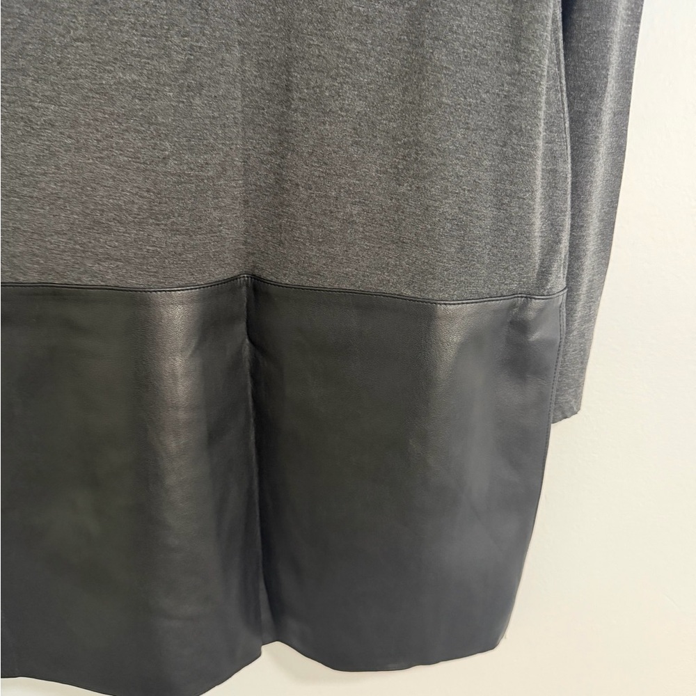 Bailey 44 Trystan Black Gray With Black Faux Leather Long Sleeve Dress - Picture 4 of 5